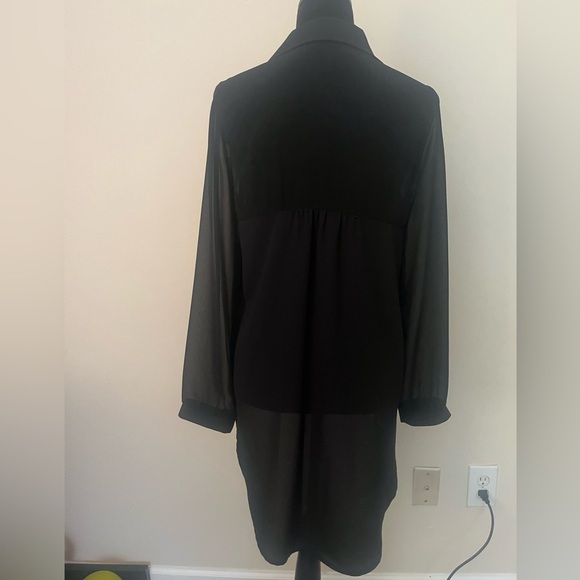 LUSH women’s size M black sheer contrast high/low, button down‎ blouse - Picture 2 of 5